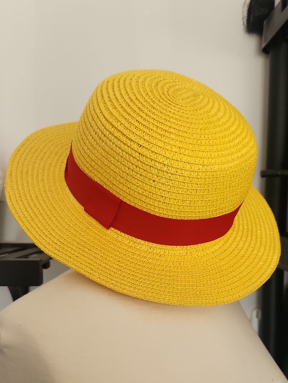 Yellow Straw Sun Hat with Red Band